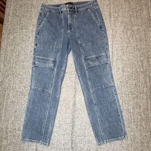 White House Black Market Size 10R High-Rise Straight Cargo Jeans